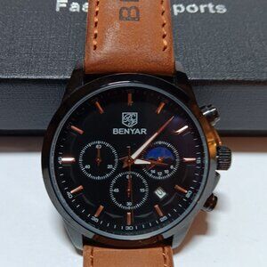 BENYAR MENS SPORTS FASHION WATCH - BLACK / BROWN